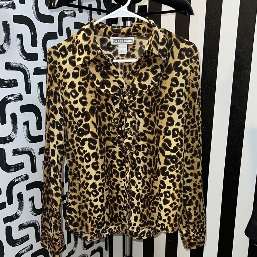 Dressbarn Animal Print Button-Up Shirt